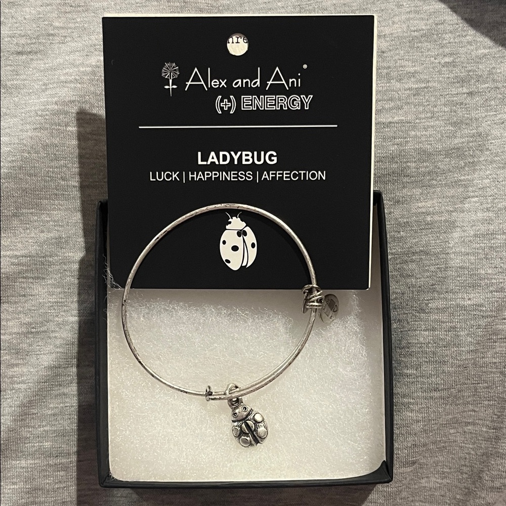 Alex and Ani Silver Ladybug Charm Bracelet